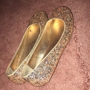 Gold Sequin Flats